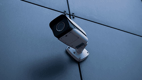 Exterior-mounted commercial security camera